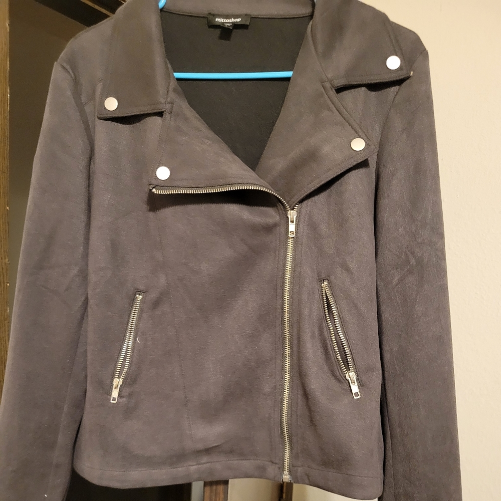 Juniors faux suede moto jacket